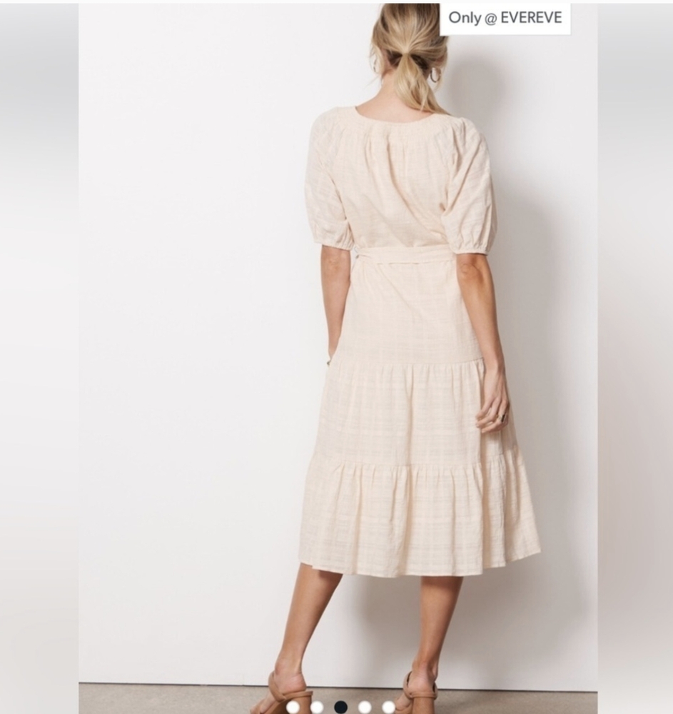 Evereve Cream Tiered Square-Neck Midi Dress - Picture 4 of 16